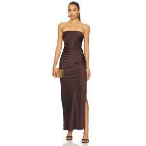 Bec + Bridge Eternity Strapless Maxi Dress in Dark Chocolate Brown